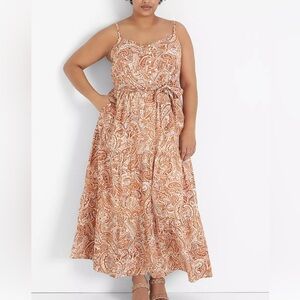 Lane Bryant Paisley Print Spaghetti Strap Sundress Midi